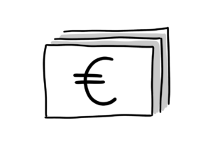 Einfache Zeichnung von ein paar Rechtecken mit einem Eurozeichen