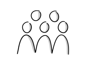 Einfache Zeichnung einer Gruppe, die aus fünf Strichfiguren besteht