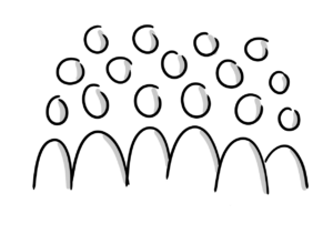 Einfache Zeichnung einer großen Gruppe Strichfiguren