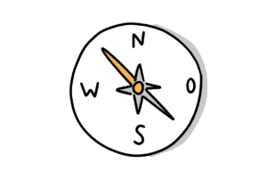 Einfache Zeichnung eines Kompasses