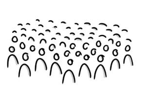 Einfache Zeichnung einer Menschenmenge aus Strichfiguren