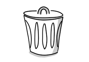 Einfache Zeichnung einer Mülltonne mit geschlossenem Deckel