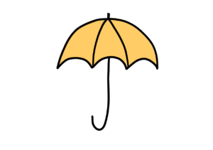 Einfache Zeichnung eines orangen Schirms