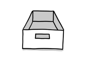 Einfache Zeichnung einer leeren Schublade