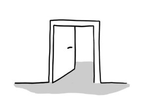 Einfache Zeichnung einer geöffneten Tür