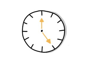 Einfache Zeichnung einer Uhr, die 12.25 Uhr anzeigt