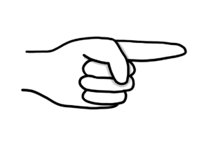 Einfache Zeichnung einer nach rechts zeigenden Hand