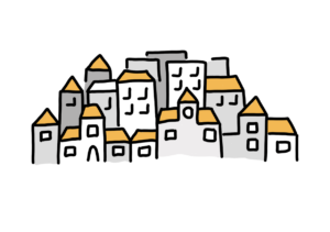 Einfache Zeichnung einer Ansammlung von Häusern