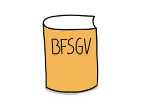 Einfache Zeichnung eines Buches, auf dem BFSGV steht