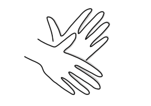 Einfache Zeichnung zweier sich bewegender Hände