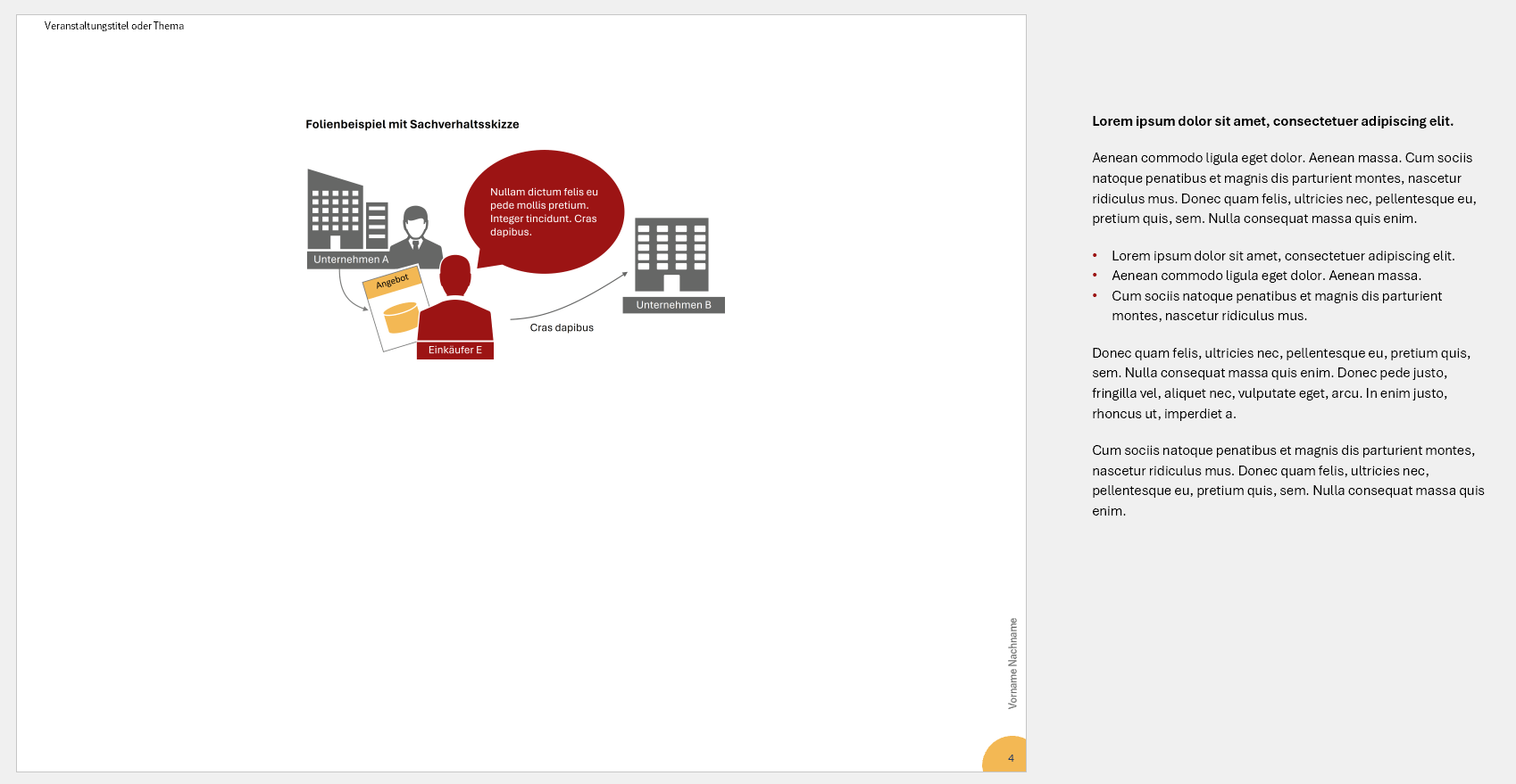 Screenshot der Notizenseite mit der Sachverhaltsskizze mit viel Weißraum von oben; diesmal liegt neben der Seite ein Platzhalter mit formatiertem Text