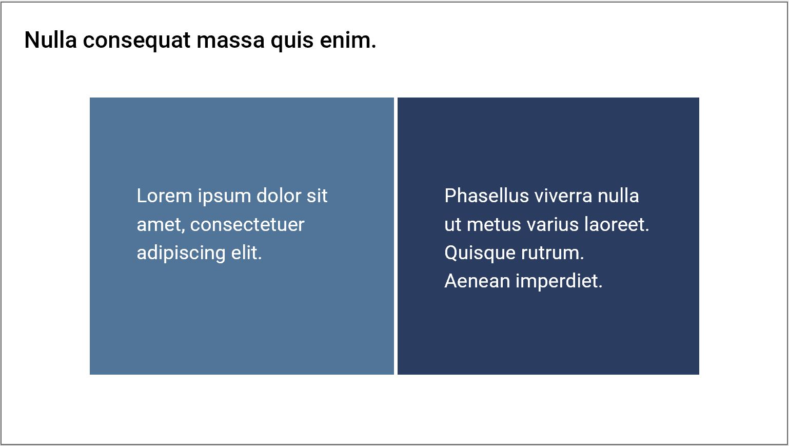 Blindtextfolie mit Folientitel und zwei farbigen Kästen, in denen sich der Text des ersten und zweiten Listenpunktes befindet