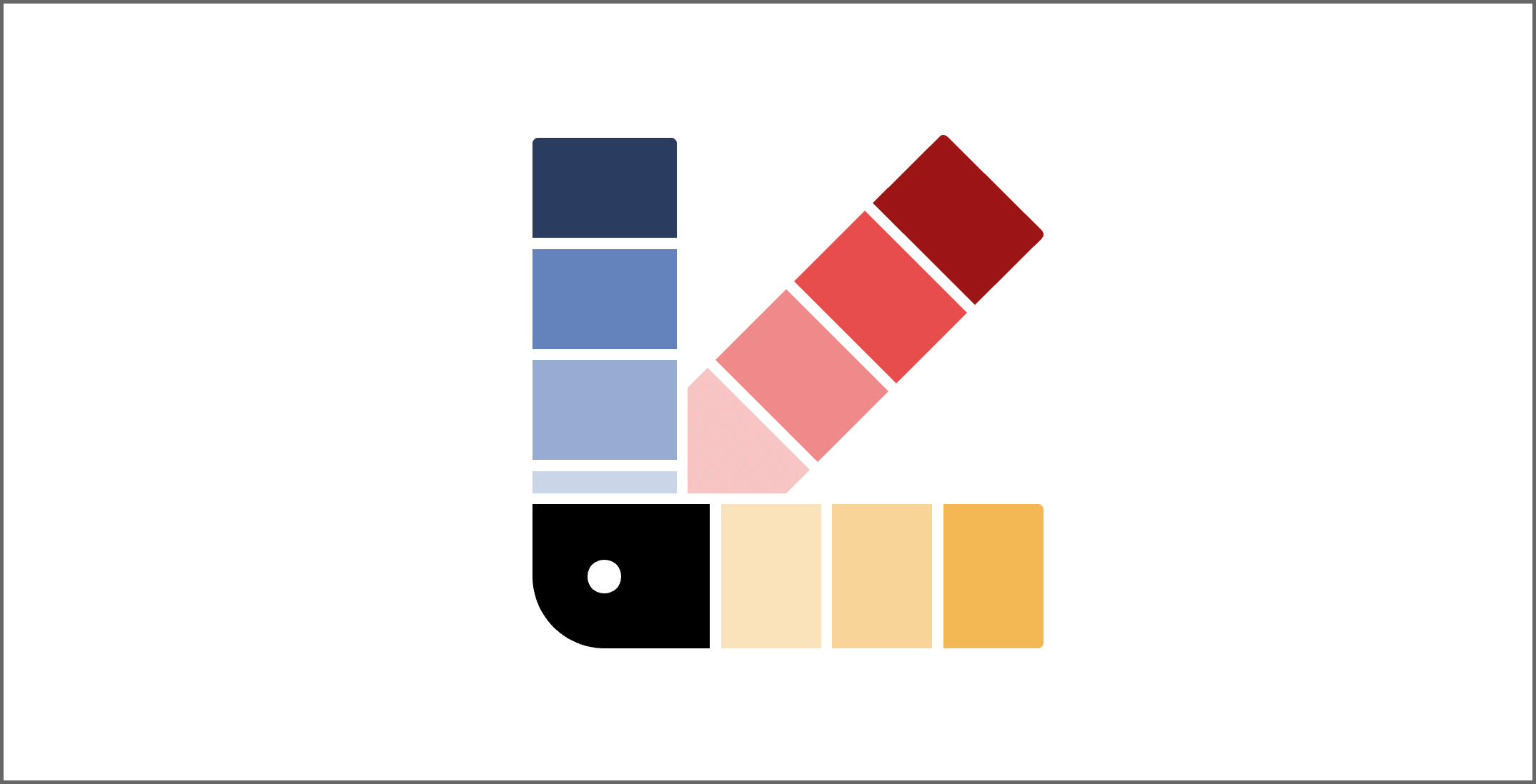 Farbfächer mit drei Farben und Abstufungen der drei Farben