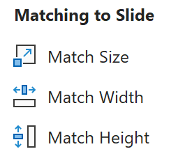 Screenshot BrightSlide mit den Funktionen Matching to Slide: Match Size, Match Width, Match Height