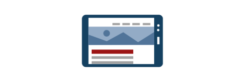 Grafik eines Tablet-Bildschirms mit stilisierter Website