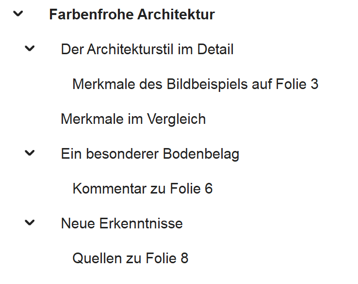 Screenshot der beschriebenen  Lesezeichenstruktur